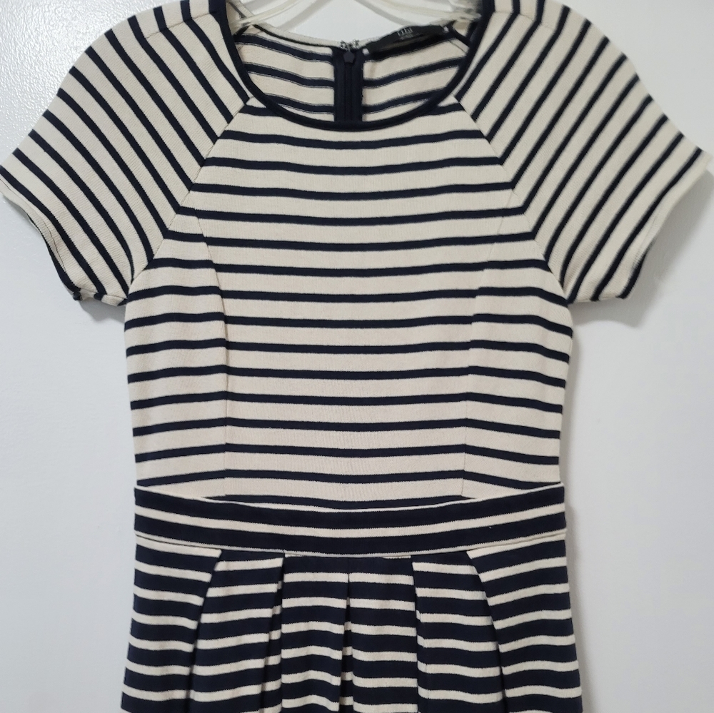 Tibi Blue White Striped Cotton Knit Skater Dress Short Sleeve Size XS - Picture 3 of 12